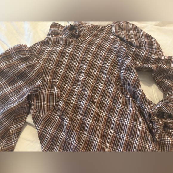 Veronica Beard Tops - Veronica Beard Isabel Plaid Poof Sleeve Top